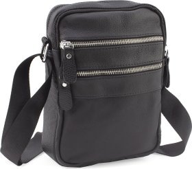 Чоловіча недорога шкіряна сумка-планшет чорного кольору на два відділи Leather Collection (39243917)