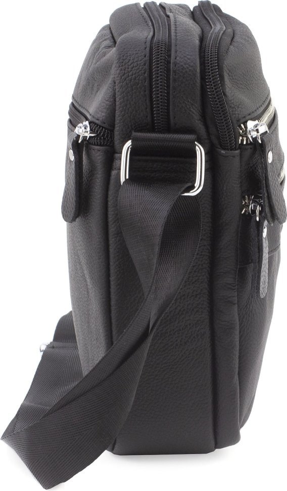 Мужская недорогая кожаная сумка-планшет черного цвета на два отдела Leather Collection (39243917)