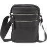 Мужская недорогая кожаная сумка-планшет черного цвета на два отдела Leather Collection (39243917) - 4