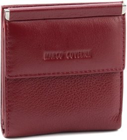 Женский бордовый кошелек из натуральной кожи на кнопке Marco Coverna 68617