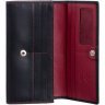 Крупный женский кожаный кошелек черного цвета с красной строчкой Visconti 68817 - 4