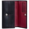 Крупный женский кожаный кошелек черного цвета с красной строчкой Visconti 68817 - 8