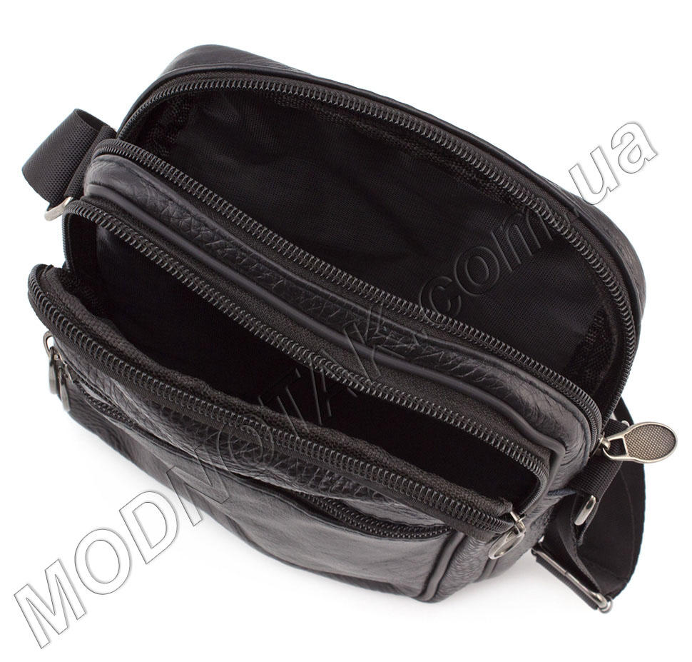 Мужская недорогая кожаная сумка с наплечным ремнем - Leather Collection (10392)
