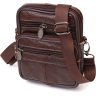 Компактная мужская сумка на пояс из натуральной кожи коричневого цвета Vintage (2421484) - 1