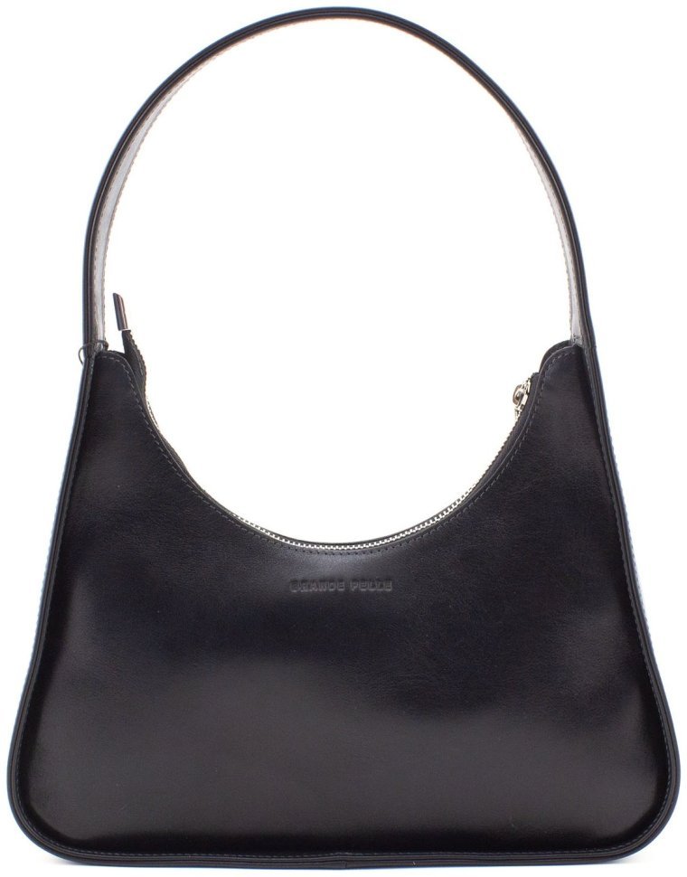 Черная женская сумка-багет с одной лямкой из натуральной итальянской кожи Grande Pelle 73818