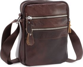 Чоловіча недорога шкіряна сумка коричневого кольору через плече Leather Collection (32253918)