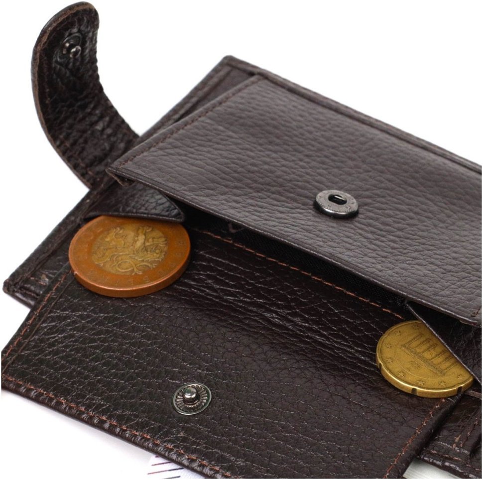 Солидное мужское портмоне среднего размера из фактурной кожи коричневого цвета BOND (2422001)