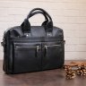 Черная сумка для ноутбука из гладкой кожи с серебристой фурнитурой SHVIGEL (11041) - 7