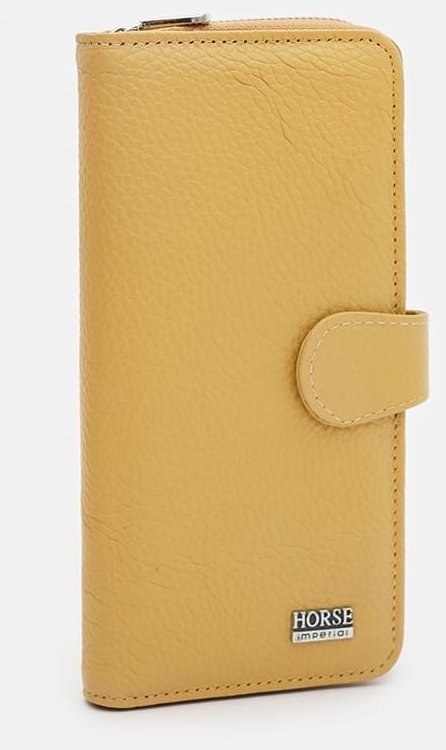 Удобный женский кожаный кошелек желтого цвета Horse Imperial 65018