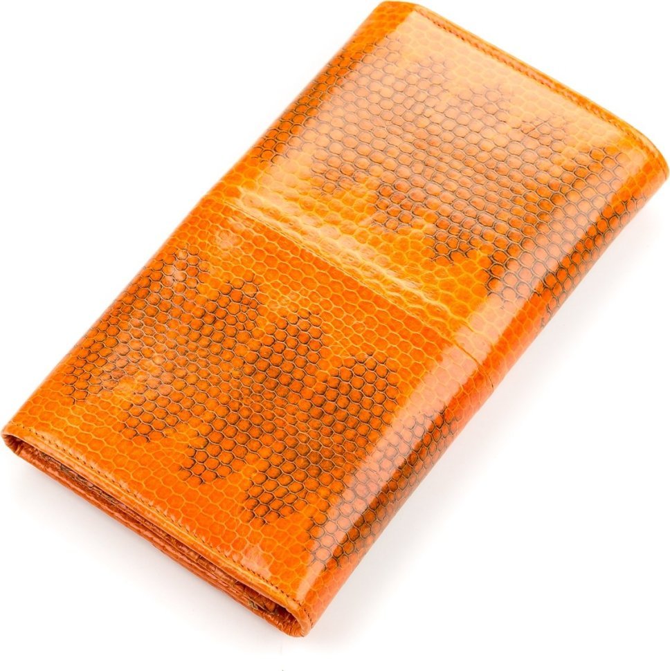 Оранжевый кошелек на магните из змеиной кожи SNAKE LEATHER (024-18151)