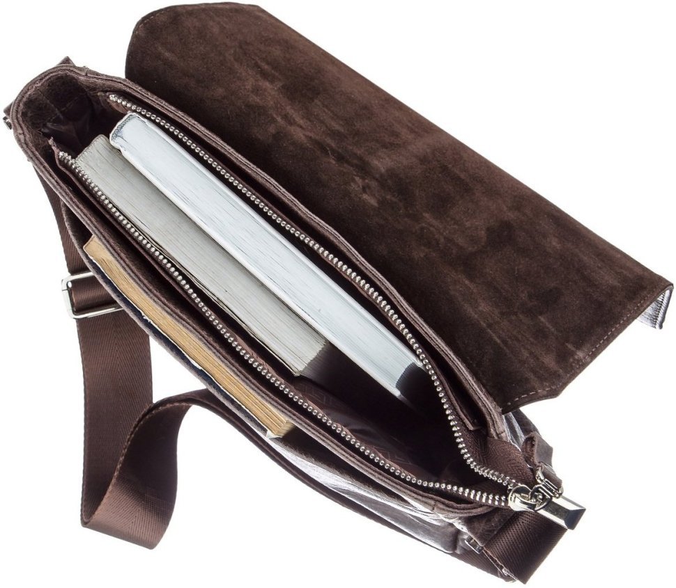 Мужская кожаная сумка-мессенджер темно-коричневого цвета SHVIGEL 2400795