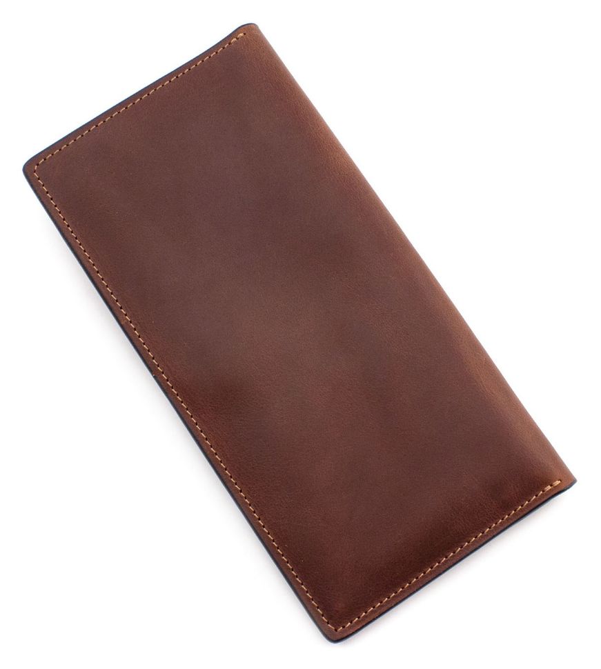 Стильный кожаный купюрник ручной работы в коричневом цвете Grande Pelle (13083)