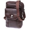 Компактная мужская сумка из натуральной кожи коричневого цвета на пояс или на плечо Vintage 2422141 - 1