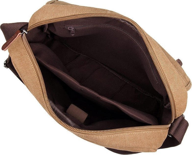 Текстильная мужская сумка-мессенджер коричневого цвета Vintage (14445)