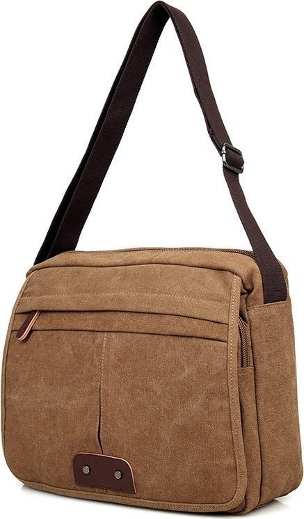 Текстильная мужская сумка-мессенджер коричневого цвета Vintage (14445)