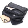 Горизонтальная поясная сумка для мужчин из натуральной кожи черного цвета Vintage (2421485) - 6