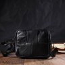 Горизонтальная поясная сумка для мужчин из натуральной кожи черного цвета Vintage (2421485) - 8