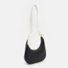 Маленькая женская кожаная сумка хобо в черном цвете Keizer (56019) - 3