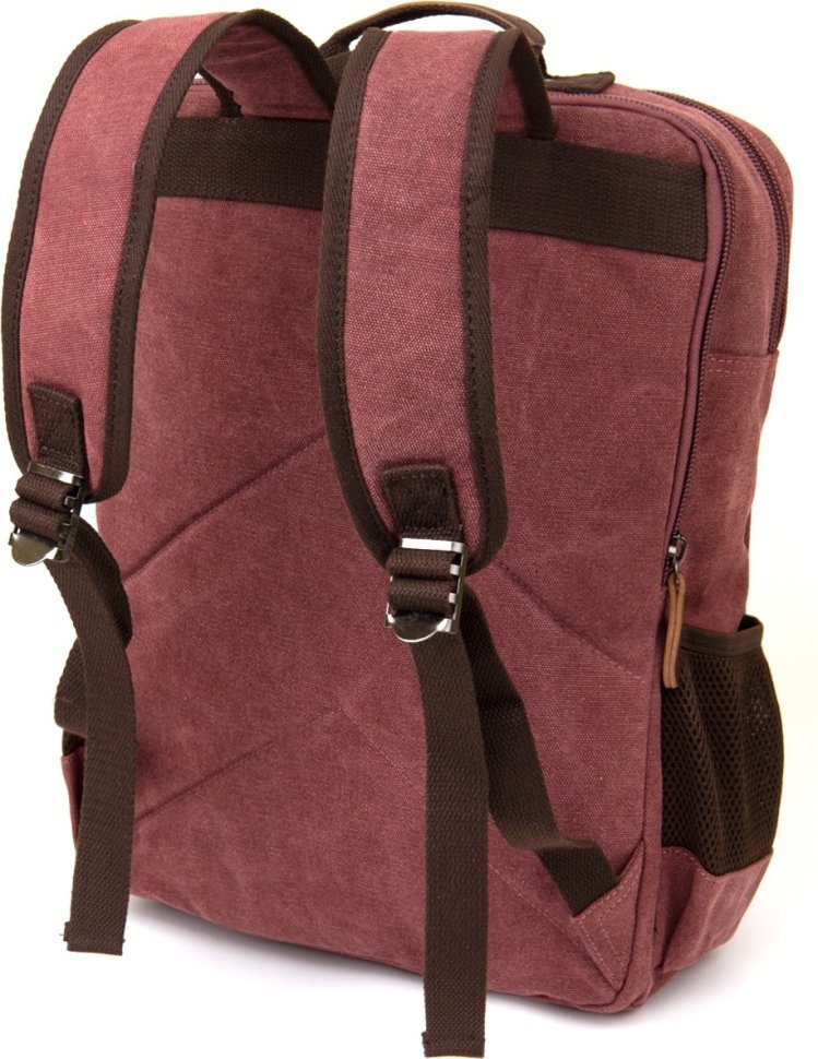 Малиновый женский текстильный рюкзак на два отделения Vintage (20615)