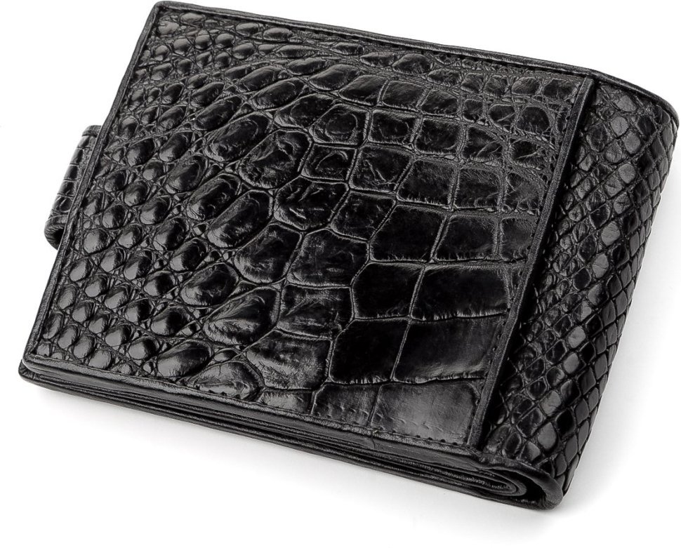 Классический черный кошелек из натуральной крокодиловой кожи CROCODILE LEATHER (024-18209)