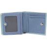 Голубой женский кожаный кошелек маленького размера на кнопке Marco Coverna 68619 - 2