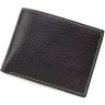 Небольшое мужское портмоне из фактурной черной кожи с белой строчкой Bond Non (10892) - 1