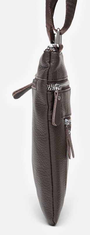 Повседневная миниатюрная мужская сумка из кожи коричневого цвета Keizer (15643)