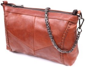 Світло-коричнева жіноча сумка середнього розміру з натуральної шкіри на плече Vintage 2422566