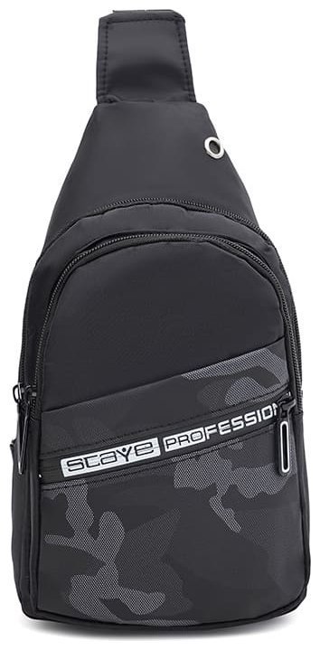 Недорогая мужская сумка-слинг через плечо из черного текстиля Monsen 71620