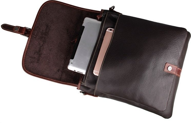 Вместительная наплечная сумка планшет из натуральной кожи VINTAGE STYLE (14257)