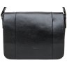 Кожаная мужская сумка-мессенджер черного цвета с отсеком для ноутбука 14 дюймов TARWA (19940) - 3