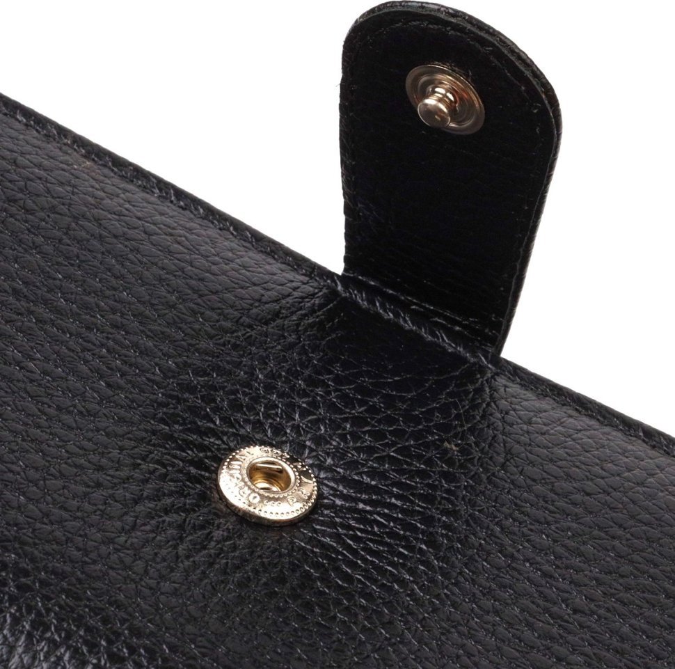Длинный женский кошелек черного цвета из натуральной кожи CANPELLINI (2421856)