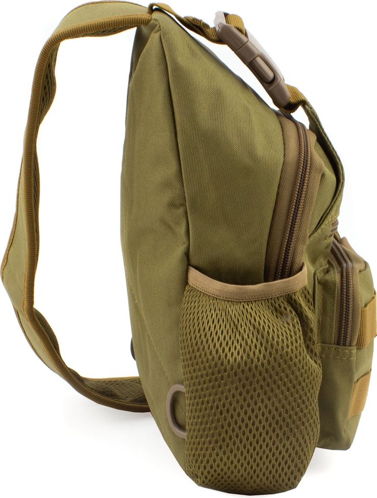 Качественная тактическая военная сумка через плечо в цвете хаки - MILITARY STYLE (21970)