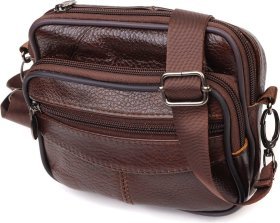 Мужская горизонтальная сумка маленького размера из натуральной коричневой кожи Vintage (2421486)