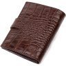 Коричневый мужской бумажник среднего размера из натуральной кожи с тиснением под крокодила BOND (2422003) - 2