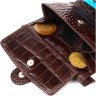 Коричневый мужской бумажник среднего размера из натуральной кожи с тиснением под крокодила BOND (2422003) - 6