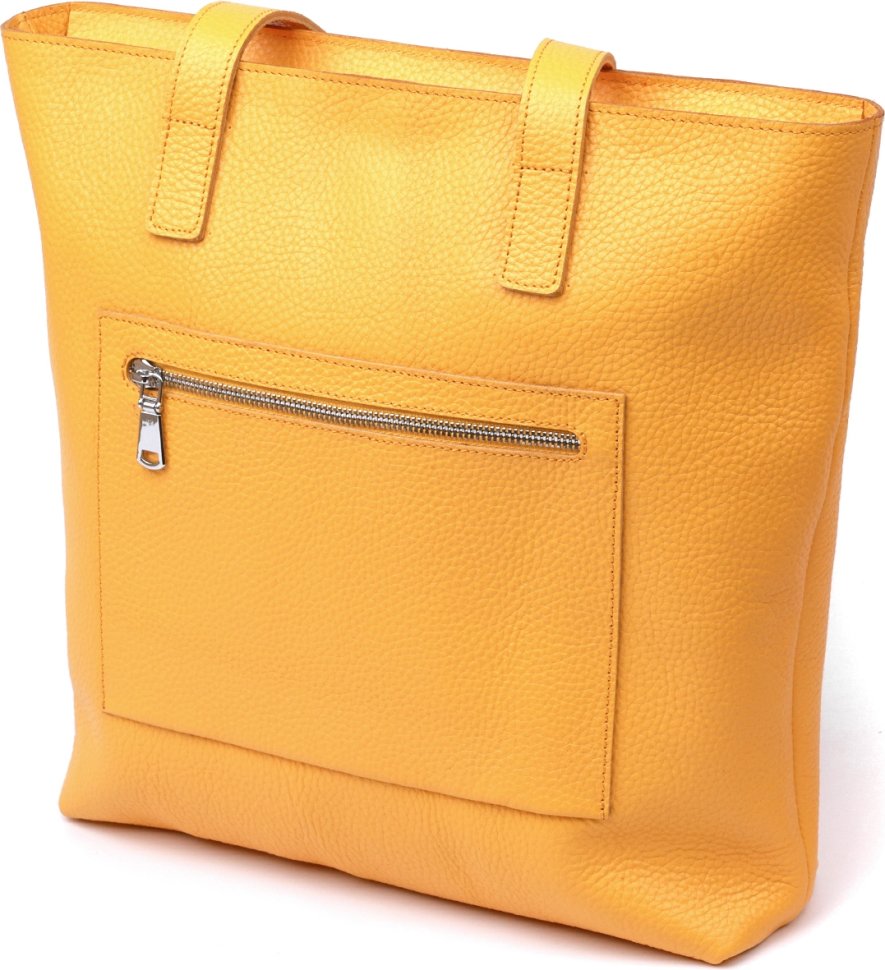 Крупная женская сумка-шоппер из натуральной кожи желтого цвета Shvigel (16358)