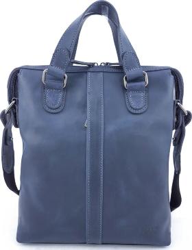 Стильная деловая мужская сумка из винтажной кожи синего цвета VATTO (11762)