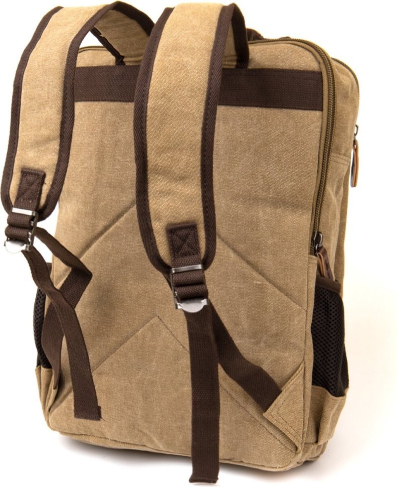 Бежевый рюкзак большого размера на два отделения из текстиля Vintage (20616)