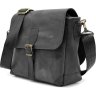 Черная мужская сумка на плечо из добротной винтажной кожи TARWA (21706) - 1