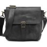 Черная мужская сумка на плечо из добротной винтажной кожи TARWA (21706) - 3