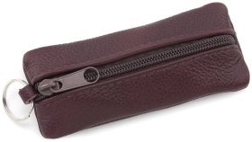 Компактная кожаная женская ключница марсалового цвета на молнии ST Leather 70821