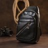 Мужская сумка-рюкзак через плечо черного цвета из кожзаменителя Vintage (20504) - 6
