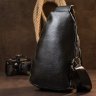 Мужская сумка-рюкзак через плечо черного цвета из кожзаменителя Vintage (20504) - 7