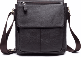 Коричневая наплечная сумка-планшет из фактурной кожи Vintage (20022)