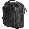 Функциональная мужская плечевая сумка-барсетка из натуральной кожи черного цвета Vip Collection (21095) - 1