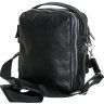 Функциональная мужская плечевая сумка-барсетка из натуральной кожи черного цвета Vip Collection (21095) - 3