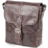 Небольшая мужская наплечная сумка из натуральной кожи коричневого цвета SHVIGEL 2400855 - 1