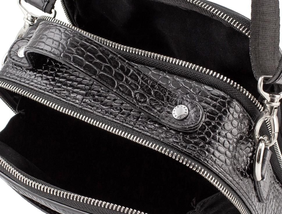 Кожаная мужская сумка с тиснением под крокодила KARYA (0753-53)