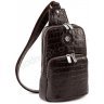Кожаная мужская сумка-рюкзак с фактурой под крокодила KARYA (0819-57) - 1